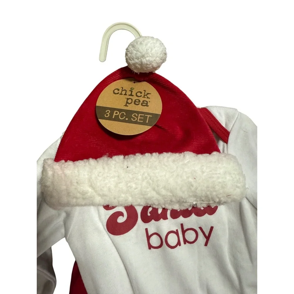 Baby Christmas Santa Hat Bodysuit Pants Set 3 Pc 